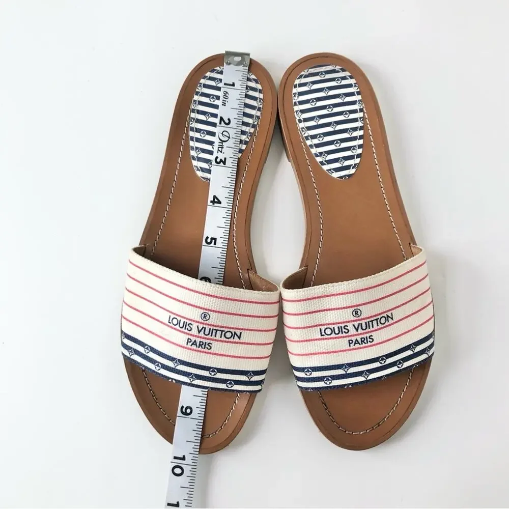 Louis Vuitton Canvas Escale Lock It Mule Flats Slip On Sandals 37 - Picture 10 of 10